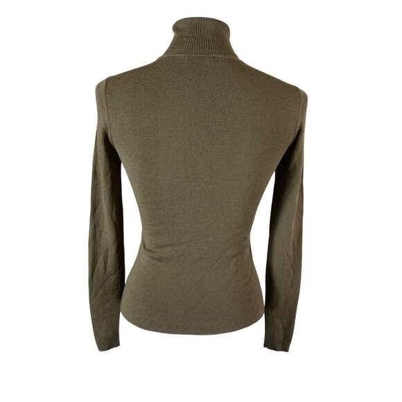 Worth 100% Wool Ribbed Turtleneck Sweater Brown Fitted Minimalist Core Small - Picture 2 of 3
